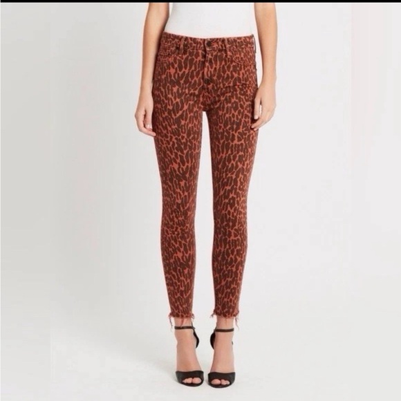 MOTHER Leopard Print Skinny Jeans - Brown and Black - Picture 1 of 3